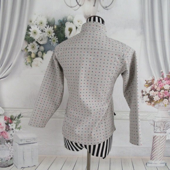 DONNA NICOLE Polka Dot Full Zip Off White Jacket - Picture 5 of 9